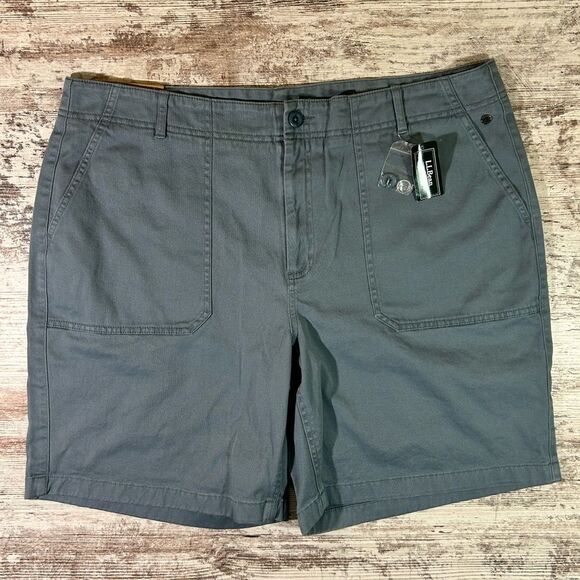 NWT LL Bean Favorite Fit Utility Shorts cadet blue size 18 cotton blend - Picture 1 of 8